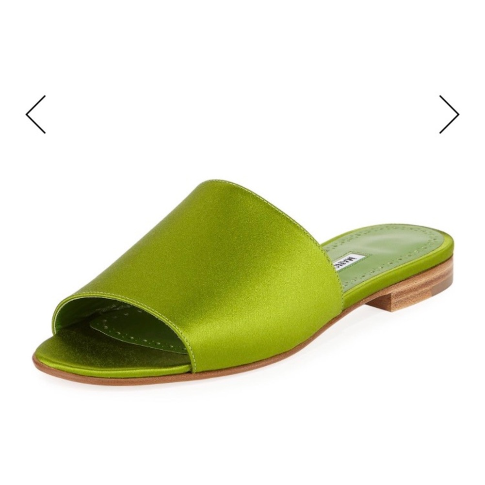 Manolo Blahnik Rapalla Satin Flat Slide Sandal